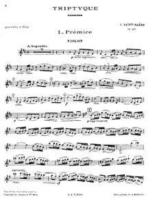 Triptych for Violin and Piano, Op.136: Triptych for Violin and Piano by Camille Saint-Saëns