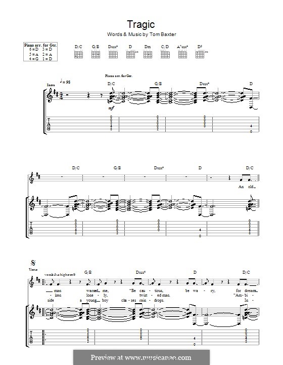 Tragic: For guitar with tab by Tom Baxter
