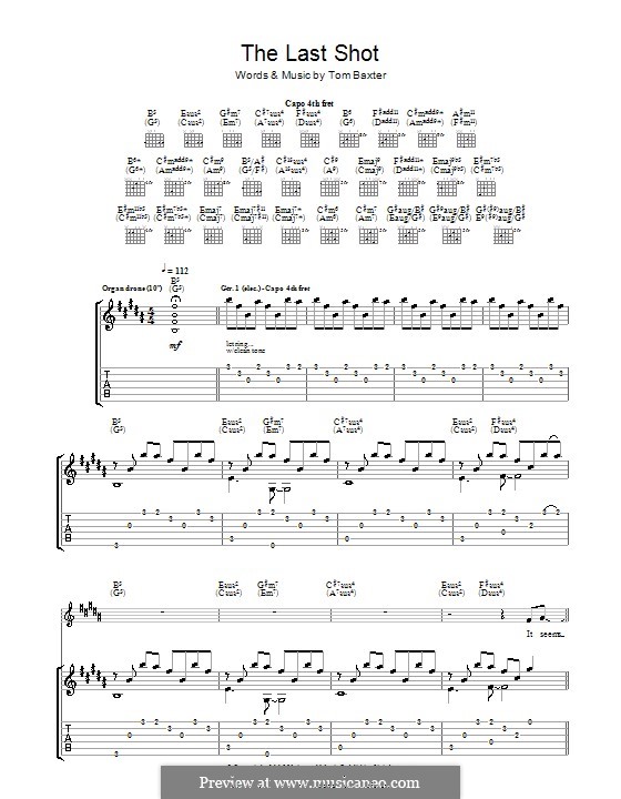 The Last Shot: For guitar with tab by Tom Baxter