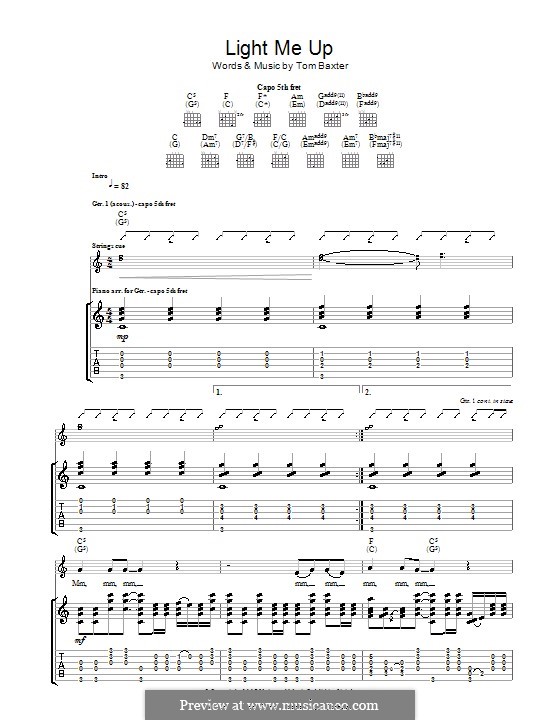 Light Me Up: For guitar with tab by Tom Baxter