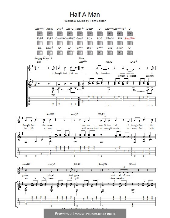 Half a Man: For guitar with tab by Tom Baxter