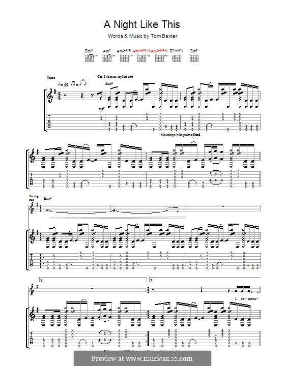 A Night Like This: For guitar with tab by Tom Baxter