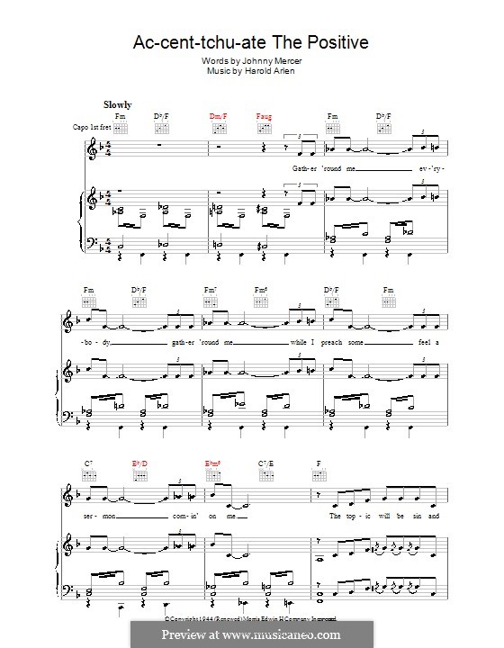 Ac-cent-tchu-ate the Positive: For voice and piano (or guitar) by Harold Arlen