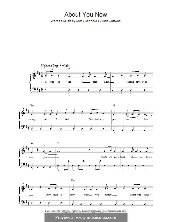 About You Now (The Sugababes): For easy piano by Cathy Dennis, Lukas Gottwald