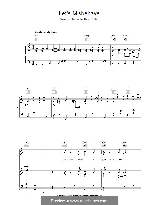 Let's Misbehave: For voice and piano (or guitar) by Cole Porter