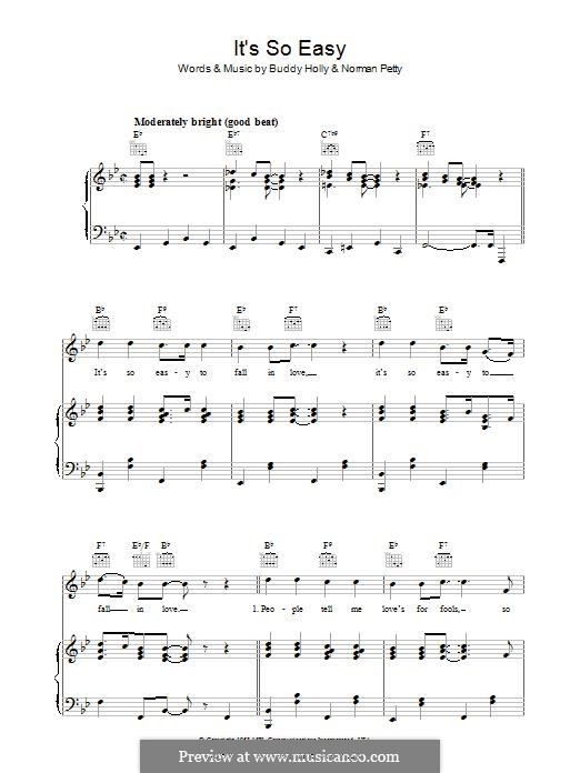 It's So Easy: For voice and piano (or guitar) by Buddy Holly, Norman Petty