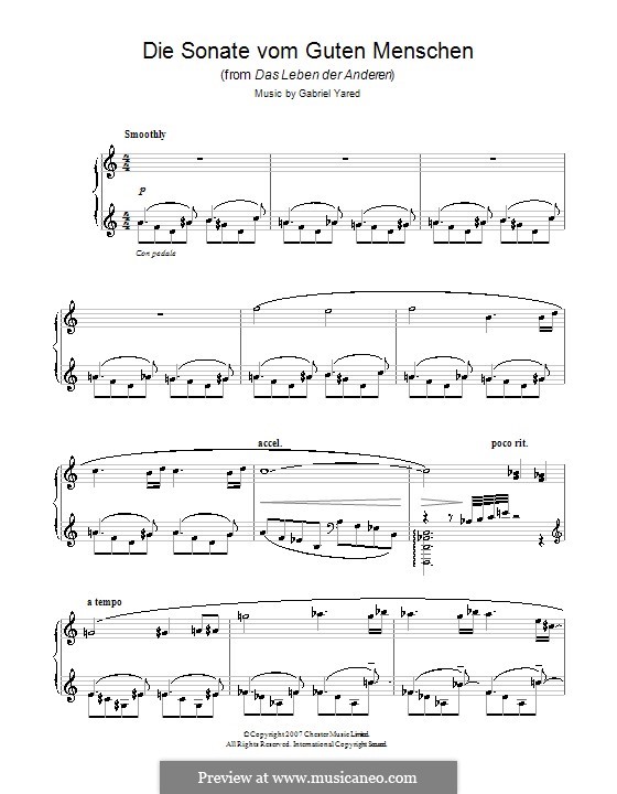 Die Andere Sonate (from Das Leben der Anderen): For piano by Gabriel Yared