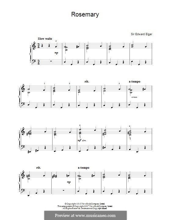 Rosemary: For piano by Edward Elgar