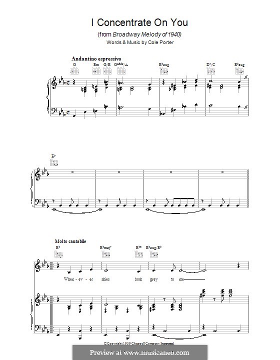 I Concentrate on You: For voice and piano (or guitar) by Cole Porter