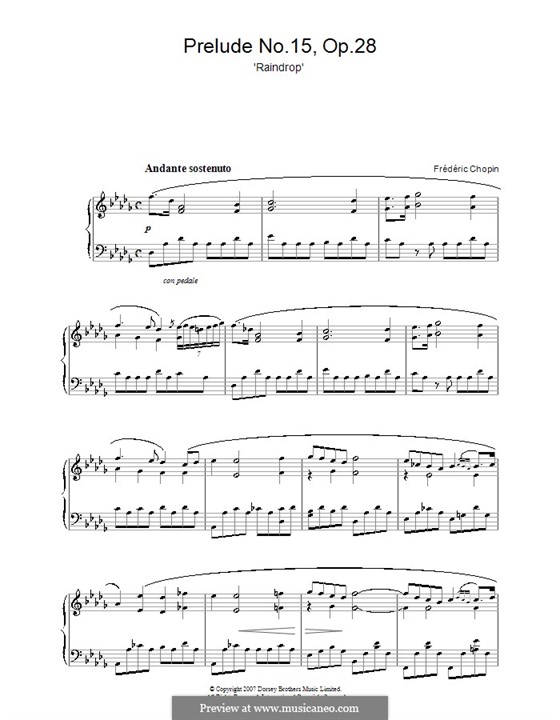 No.15 in D Flat Major: For piano by Frédéric Chopin