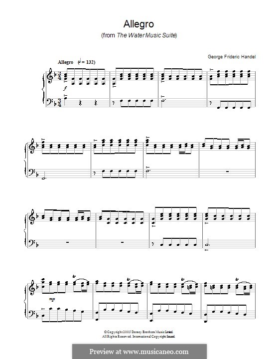 Suite No.1 in F Major, HWV 348: Allegro, for piano by Georg Friedrich Händel
