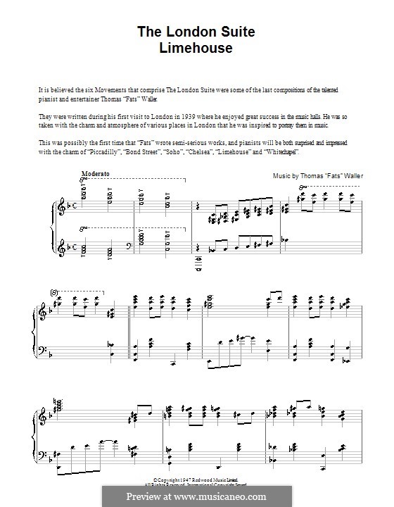 Limehouse (from The London Suite): For piano by Fats Waller