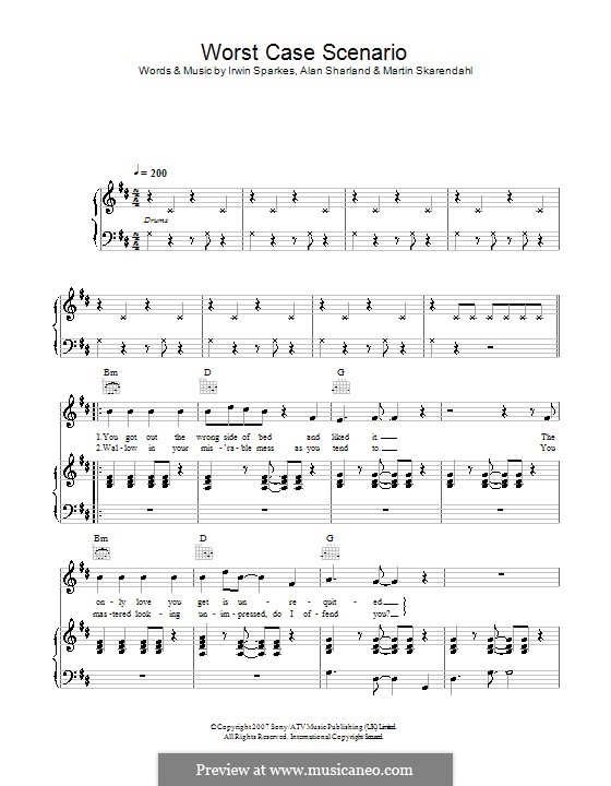 Worst Case Scenario (The Hoosiers): For voice and piano (or guitar) by Alan Sharland, Irwin Sparkes, Martin Skarendahl