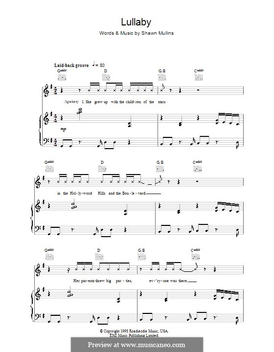 Lullaby: For voice and piano (or guitar) by Shawn Mullins