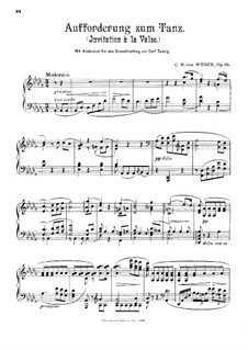 Invitation to the Dance, J.260 Op.65: For piano (concert version) by Carl Maria von Weber