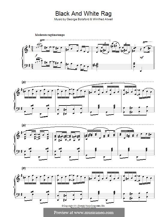 Black and White Rag (George Botsford): For piano by Winifred Atwell