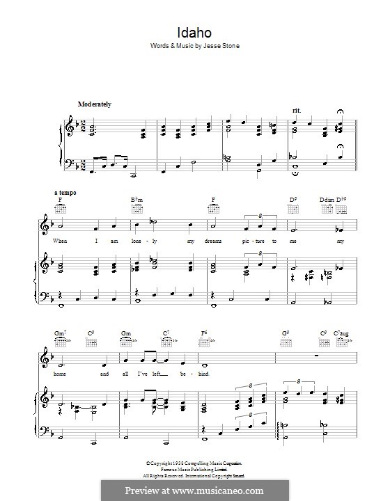 Idaho: For voice and piano (or guitar) by Jesse Stone