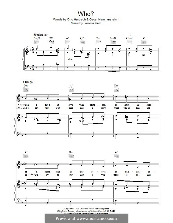 Who?: For voice and piano (or guitar) by Jerome Kern