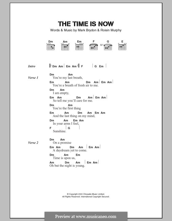The Time Is Now (Moloko): Lyrics and chords by Mark Brydon, Roisin Murphy