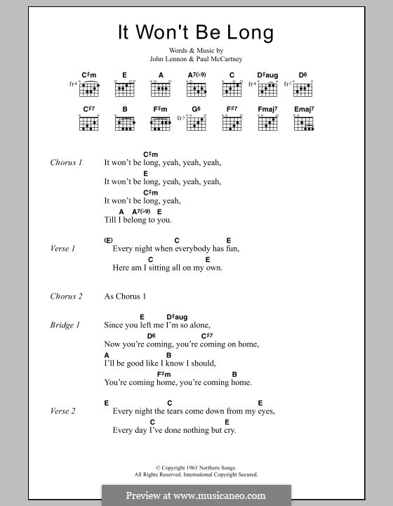 It Won't Be Long (The Beatles): Lyrics and chords by John Lennon, Paul McCartney