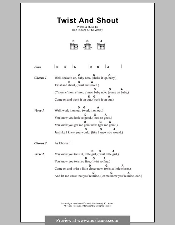 Vocal version: Lyrics and chords by Bert Russell, Phil Medley