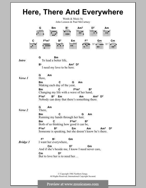 Here, There and Everywhere (The Beatles): Lyrics and chords by John Lennon, Paul McCartney