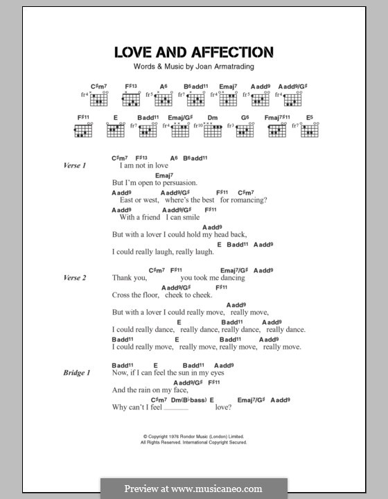 Love and Affection: Lyrics and chords by Joan Armatrading