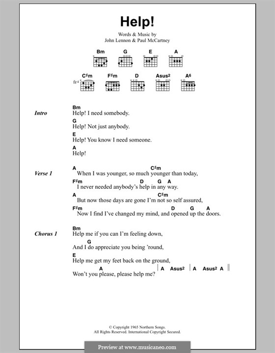 Help! (The Beatles): Lyrics and chords by John Lennon, Paul McCartney
