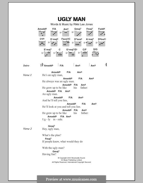 Ugly Man: Lyrics and chords by Rickie Lee Jones