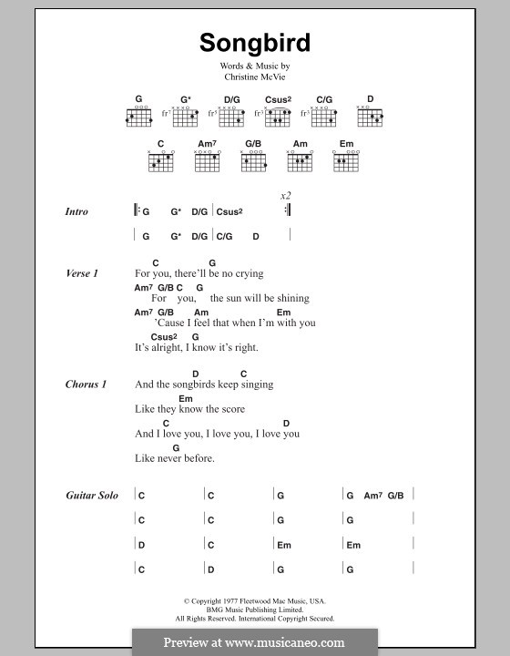 Songbird (Fleetwood Mac): Lyrics and chords by Christine McVie