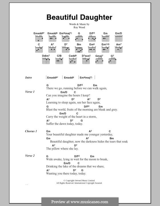 Beautiful Daughter (The Move): Lyrics and chords by Roy Wood
