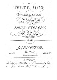 Three Concert Duos for Two Violins: Three Concert Duos for Two Violins by Giovanni Mane Giornovichi