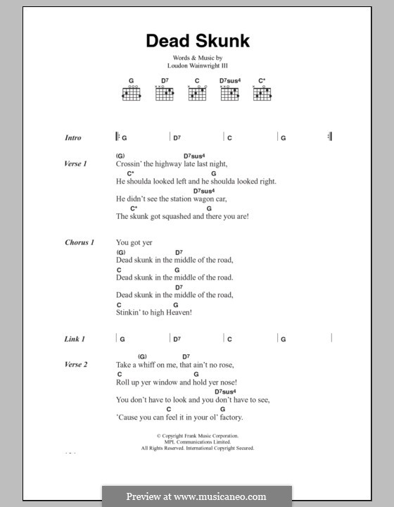 Dead Skunk: Lyrics and chords by Loudon Wainwright III
