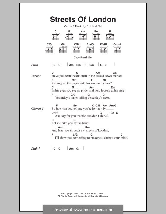 Streets of London: Lyrics and chords by Ralph McTell