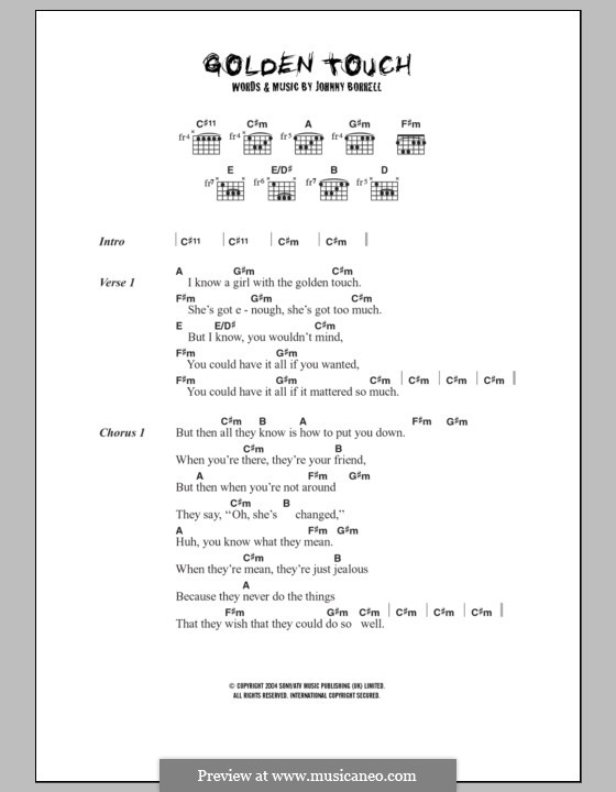 Golden Touch (Razorlight): Lyrics and chords by Johnny Borrell