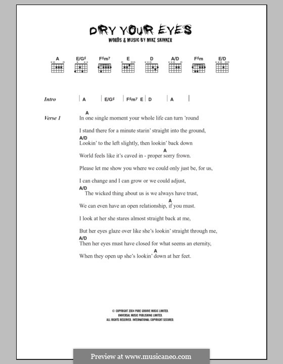 Dry Your Eyes (The Streets): Lyrics and chords by Mike Skinner