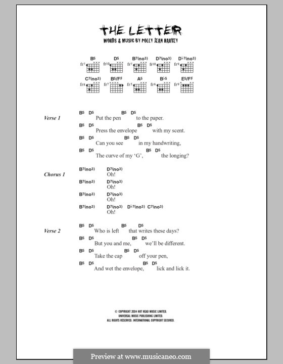 The Letter By P J Harvey Sheet Music On MusicaNeo The letter by p j harvey sheet music on musicaneo