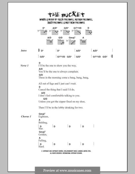 The Bucket (Kings of Leon) by A.C. Followill, J. Followill, M