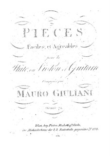Sixteen Easy Pieces for Flute (or Violin) and Guitar, Op.74: Sixteen Easy Pieces for Flute (or Violin) and Guitar by Mauro Giuliani