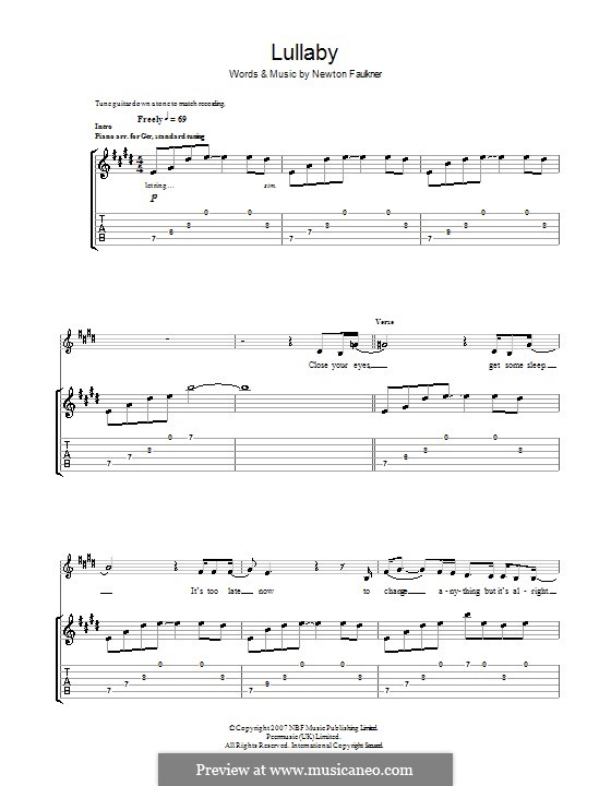Lullaby: For guitar with tab by Newton Faulkner