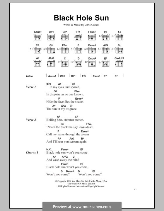 Black Hole Sun (Soundgarden): Lyrics and chords by Chris Cornell