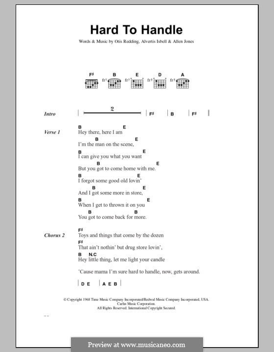 Hard to Handle (The Black Crowes): Lyrics and chords by Allen Jones, Alvertis Isbell, Otis Redding