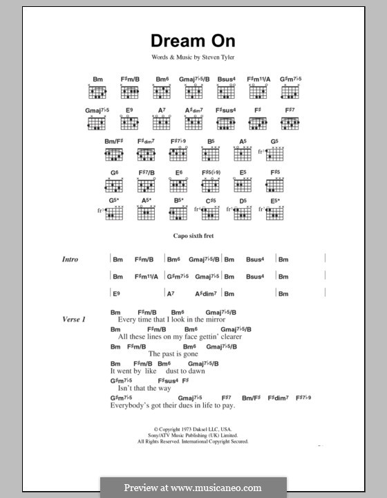 Dream On (Aerosmith): Lyrics and chords by Steven Tyler