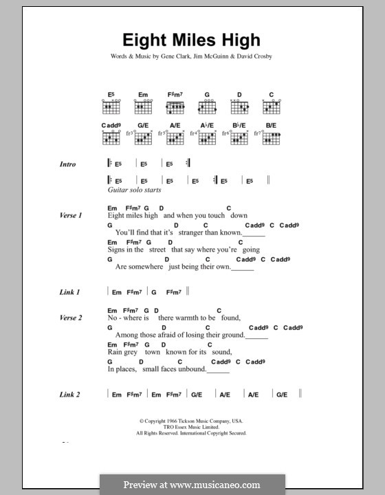 Eight Miles High (The Byrds): Lyrics and chords by David Crosby, Gene Clark, James Roger McGuinn