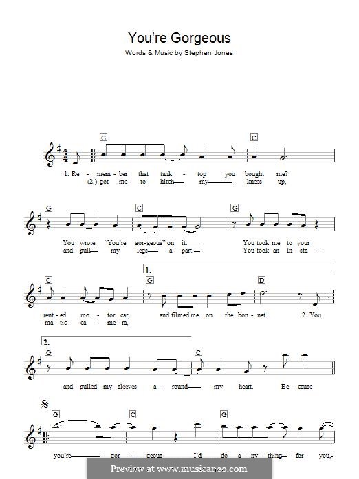 You're Gorgeous (Babybird): For keyboard by Stephen Jones