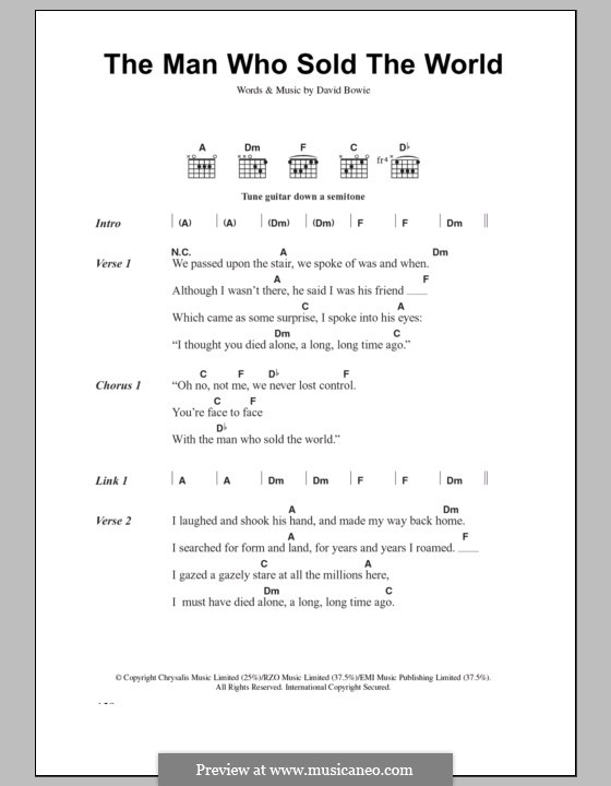 The Man Who Sold the World (Nirvana): Lyrics and chords by David Bowie