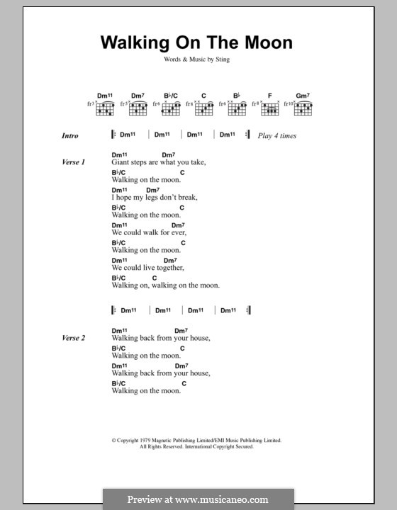 Walking on the Moon (The Police): Lyrics and chords by Sting