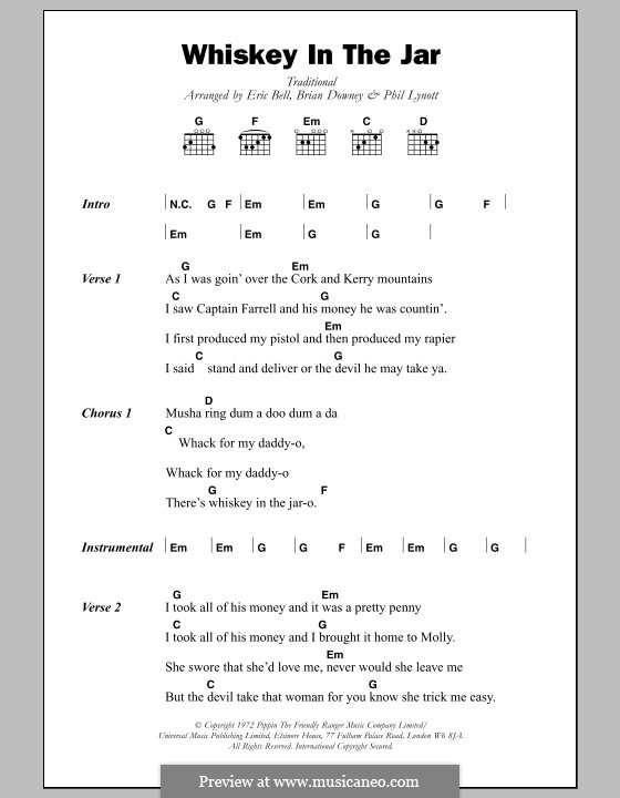 Whiskey in the Jar: Lyrics and chords by folklore