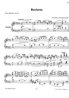 Nocturne for Piano, Op.37: For a single performer by Alexander Glazunov