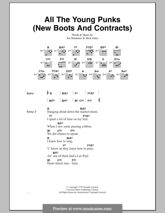 All the Young Punks (New Boots and Contracts): Lyrics and chords (The Clash) by Joe Strummer, Mick Jones